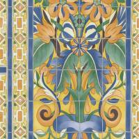 Triana Wallpaper - Marigold and Hyacinth Blue/Canary Yellow